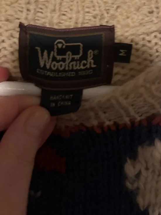 Vintage 90’s Woolrich Cream Knit Sweater with Cottage-core Sheep Motif- Size M - Picture 7 of 14